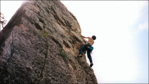 Overcoming challenges: This route put you on a precarious edge with a deep view of the valley below.